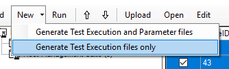 Generate Test Execution files only menu item.