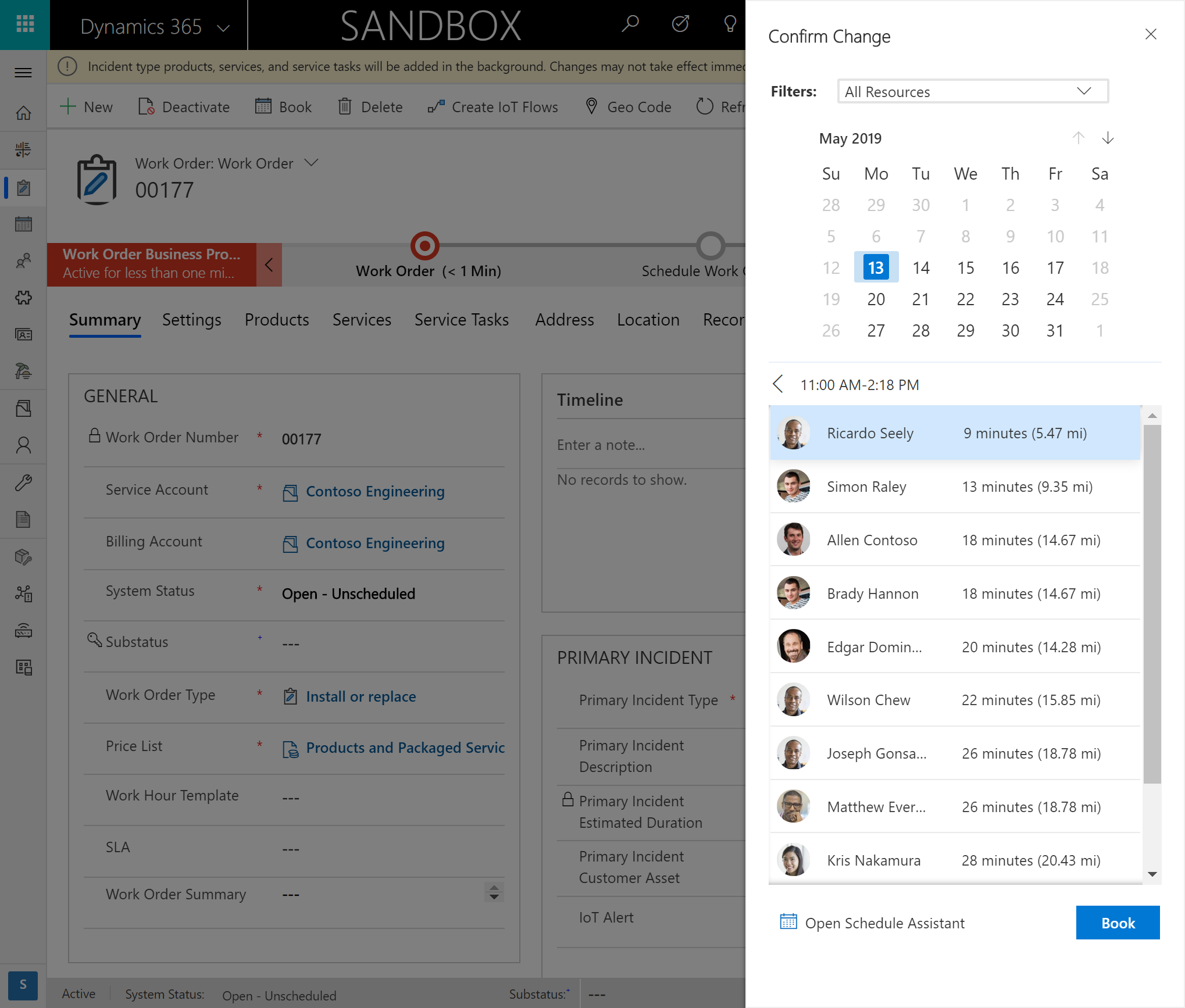 Screenshot of the quick book pane, including the link that opens the schedule assistant.