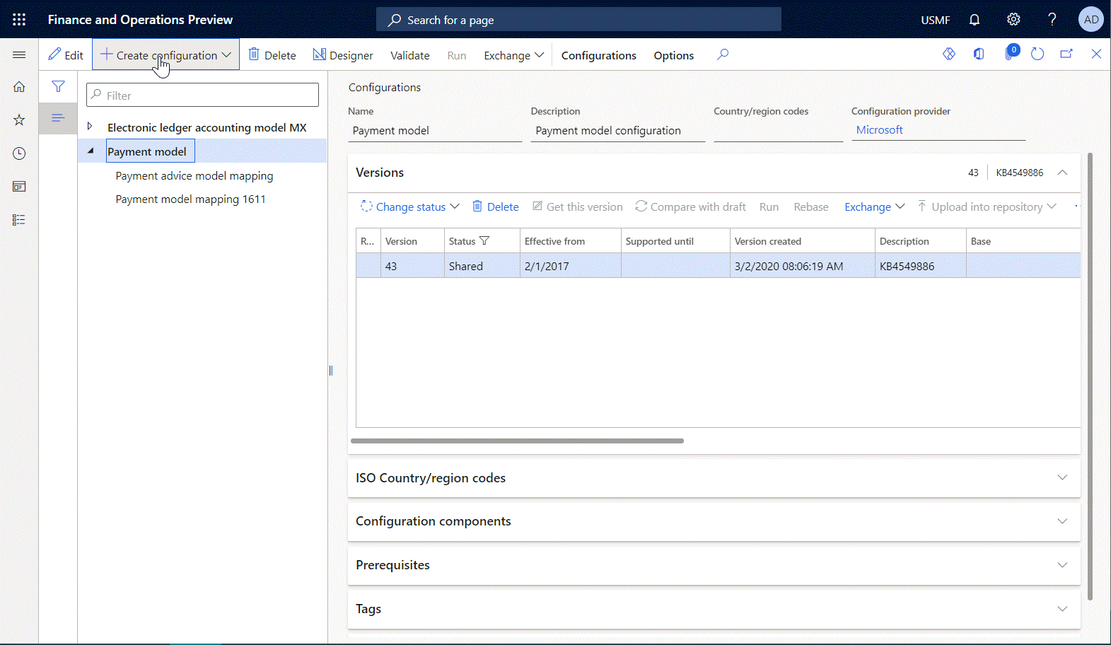 Creating a format configuration on the Configurations page.