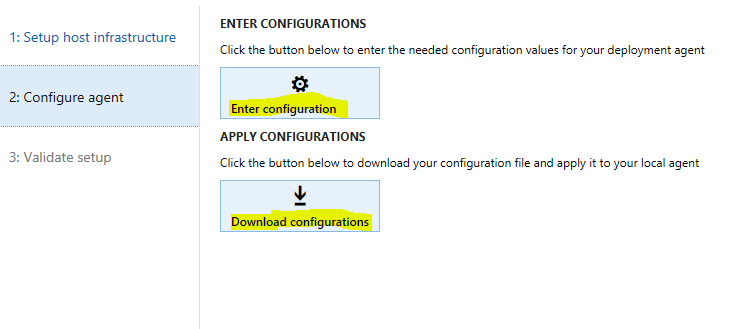 Download configurations button on the Configure agent tab