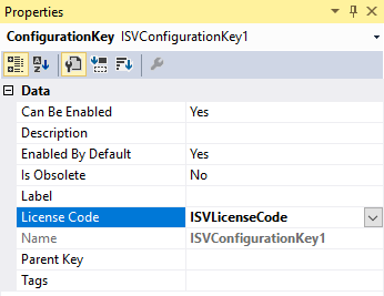 Associating the license code with the configuration keys.