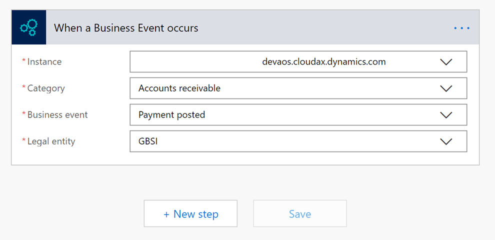 Microsoft Power Automate business event trigger