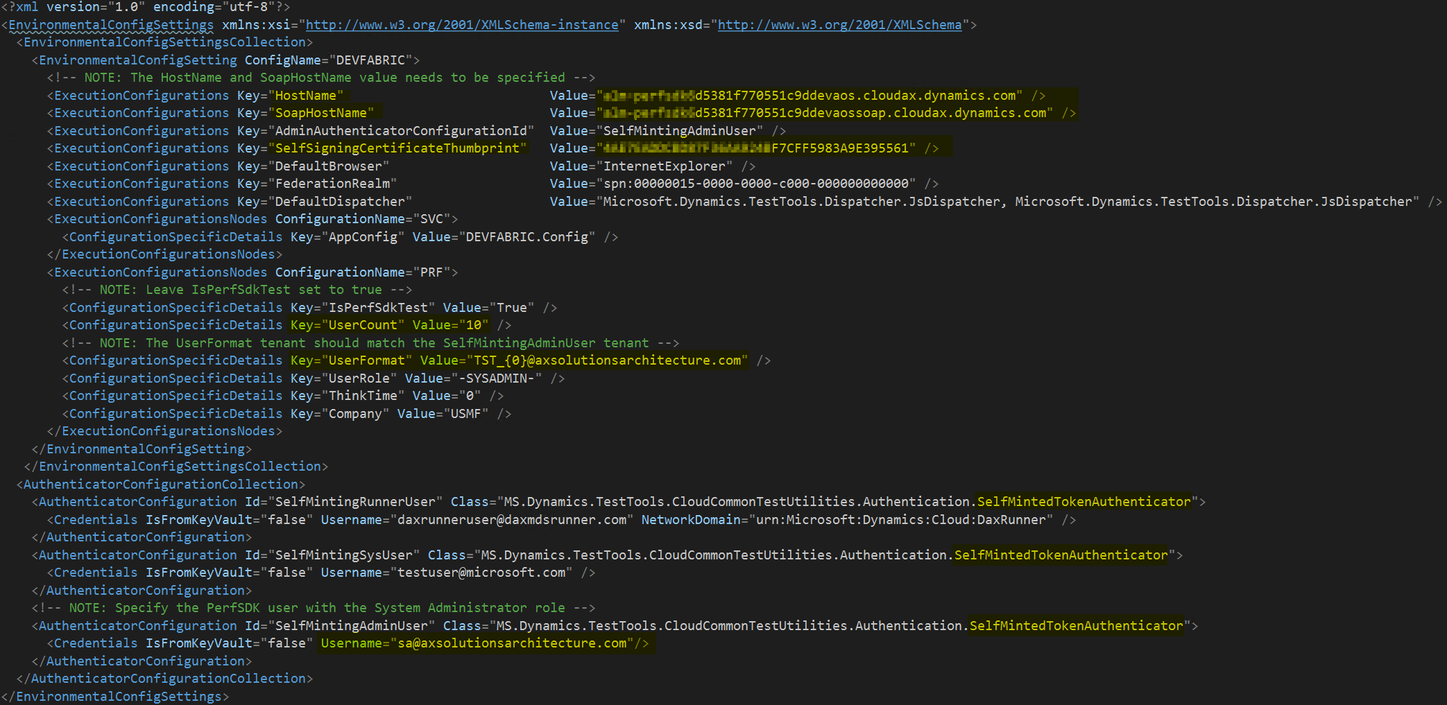 Updated CloudEnvironment.config file.