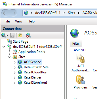 Find AOS in IIS.