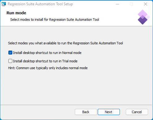 Selecting which RSAT modes to install.