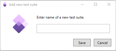 Dialog box for specifying the name of the test suite to create.
