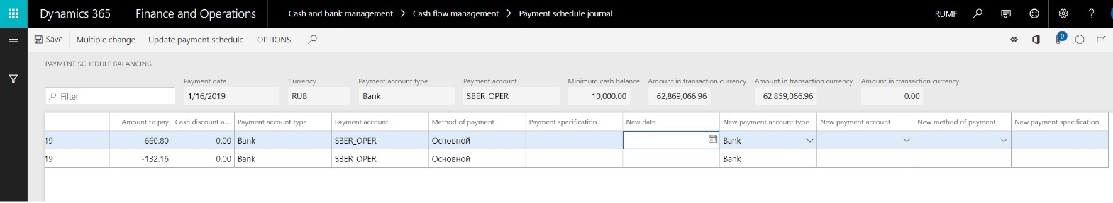 Payment schedule balancing.