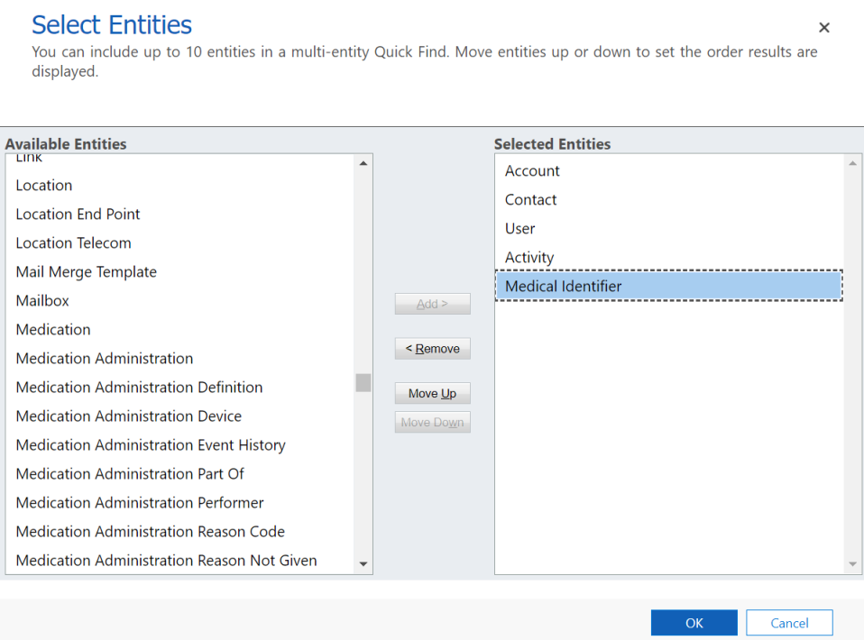 Add Medical Identifier to Selected Entities.