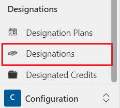 Work with designations in the Configuration area.