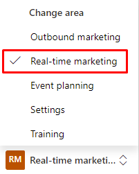 Screenshot of real-time marketing in the area switcher.