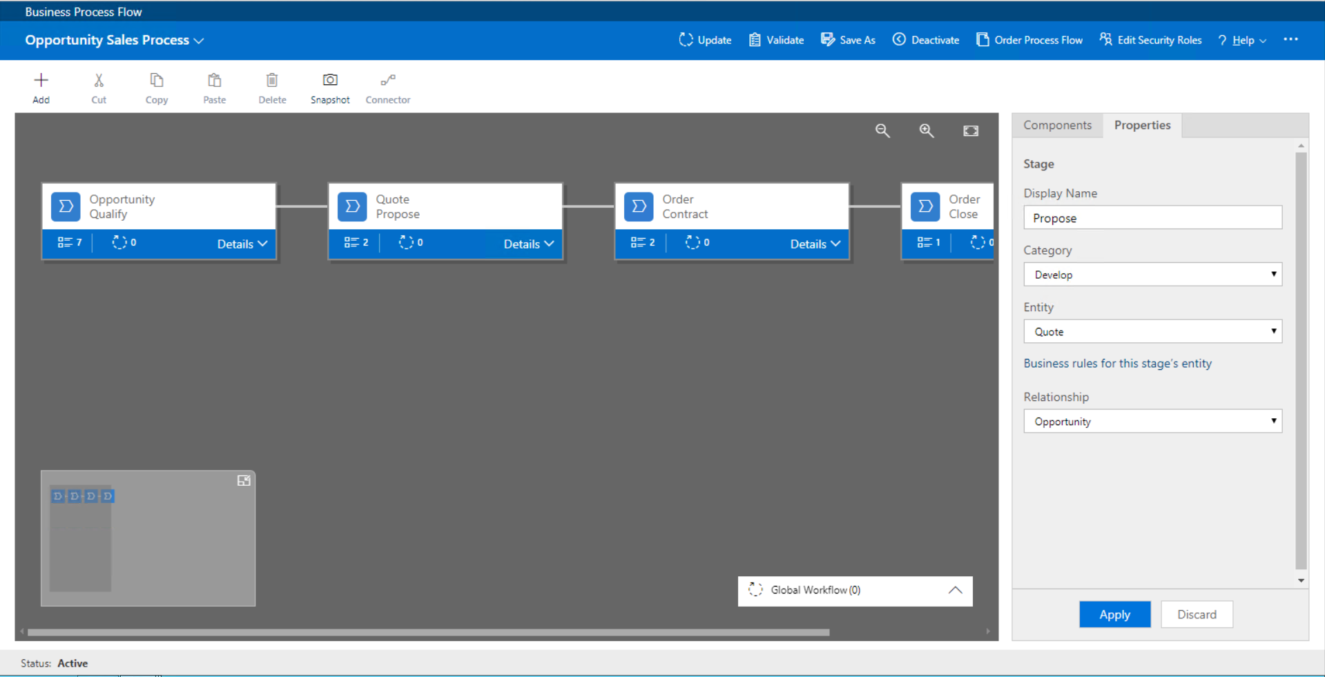 Business process configuration in Dynamics 365.