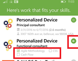 List of projects matching skills in the Project Finder Mobile app.