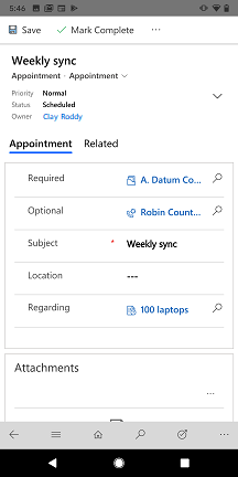 Appointment details.