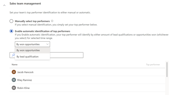 Enable automatic identification of top performers