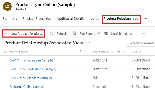 Add New Product Relationship button on the Relationships tab.