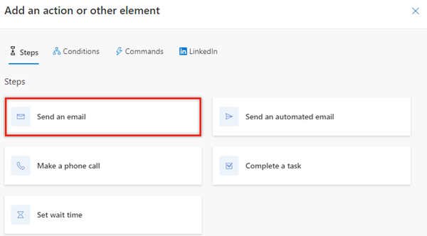 Add an email activity in the No path