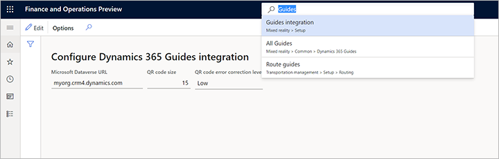 Configure Guide integration for manufacturing.