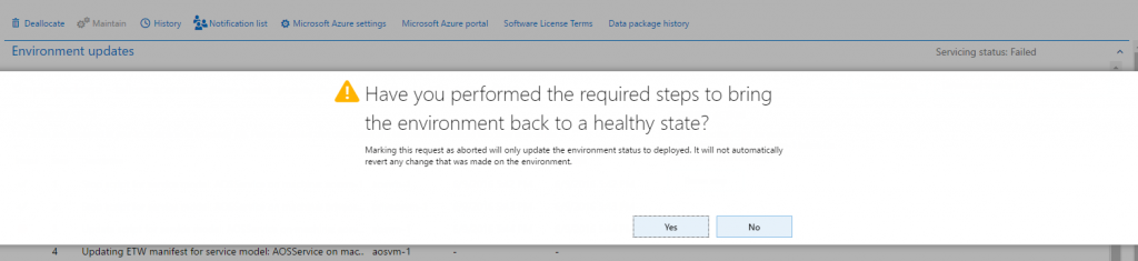 Message box that appears when you abort package application