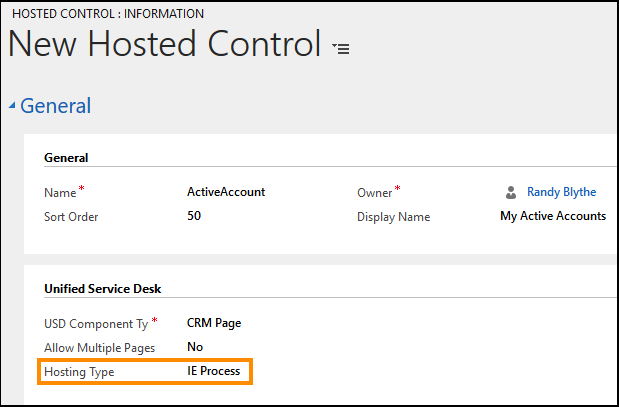 Hosting type in Unified Service Desk.
