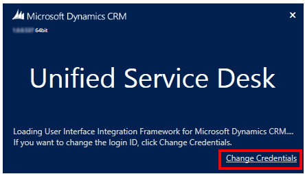 Unified Service Desk Change Credentials screen.