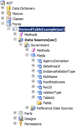 The data source for a derived table