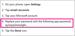 Note the app password in step 4.