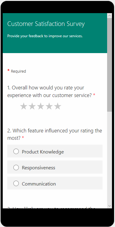Preview a survey on a mobile device.