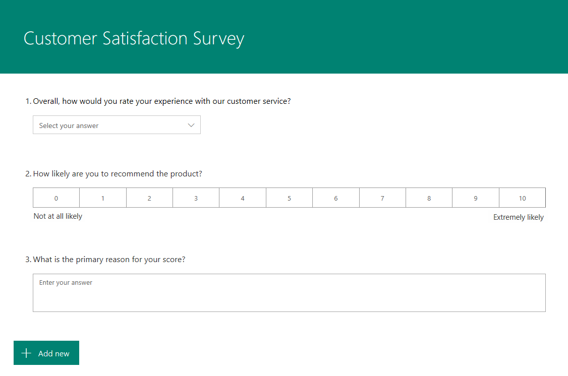 Create A New Survey Microsoft Forms Pro Microsoft Docs