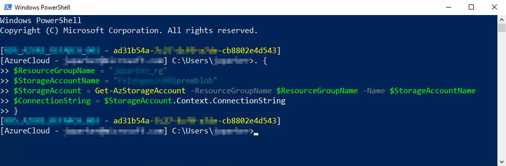 powershell get connection string