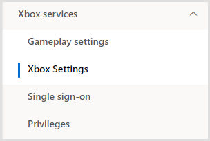 Screenshot of the UI for Xbox Settings