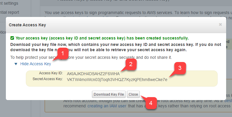 Amazon S3 - Save Access Key data
