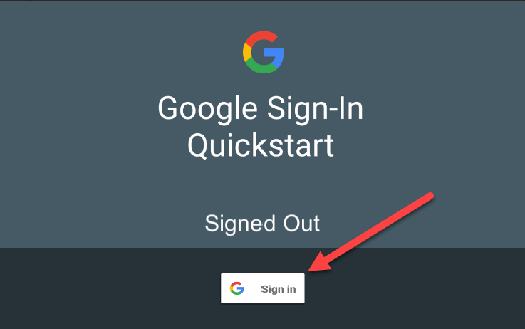 Google Sign-In button screen