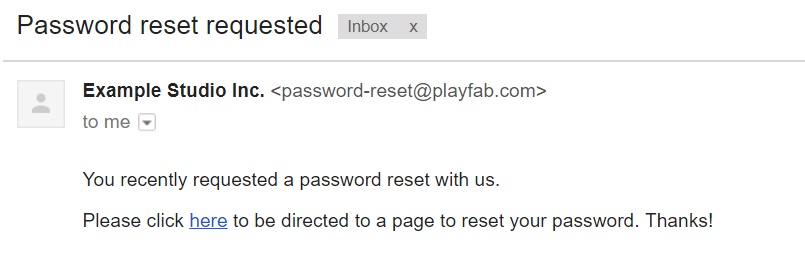 Password reset requested - email