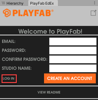 Log in to PlayFab