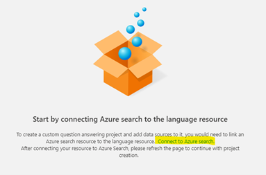 Screenshot of the language studio, connect to azure search