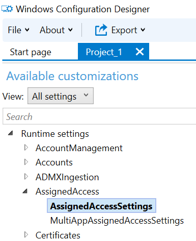 Navigate to assigned access settings.