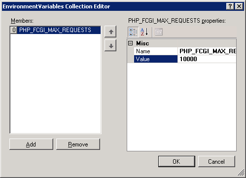 Screenshot of the Environment Variables Collection Editor dialog with Value highlighted.