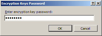 Screenshot of encryption key password box.