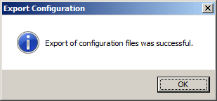 Screenshot of Export Configutation dialog box.