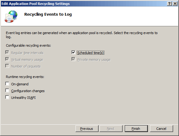 Screenshot of the Recycling Events to Log screen with the Schedule time option selected.