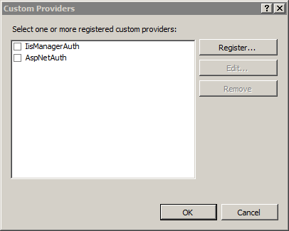 Screenshot of the Custom Providers dialog box.
