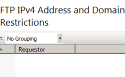 Screenshot of the F T P I P v 4 Address and Domain Restrictions feature's Actions pane.