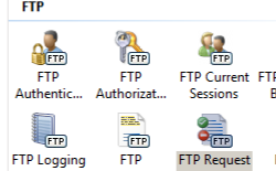 Screenshot of the contoso dot com home pane. The F T P Request icon is highlighted.