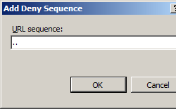 Screenshot of the Add Deny Sequence dialog box. The U R L sequence box is shown.