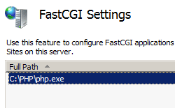 Screenshot shows the Fast C G I Settings page highlighting the Full Path name.
