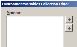 Screenshot shows the Environment Variables Collection Editor window to add Members.