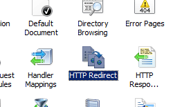 Screenshot of the Home pane. The H T T P Redirect icon is highlighted and selected.