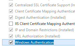 Screenshot of the Server Roles page with the Windows Authentication option being highlighted.