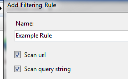 Screenshot that shows the Add Filtering Rule dialog box.