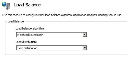 Screenshot of the Load balance algorithm set to Weighted round robin and Load distribution set to Even distribution.